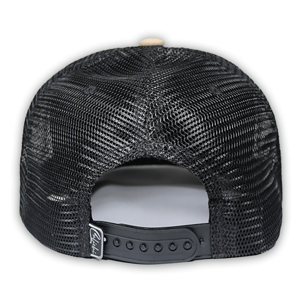 GORRA CULICHI CAPS DEAD SKULL BEIGE TRUCKER GOMA