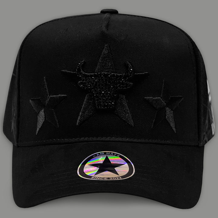 GORRA AM HATS COW SKULL BLACK CRYSTAL
