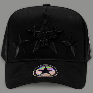 GORRA AM HATS COW SKULL BLACK CRYSTAL