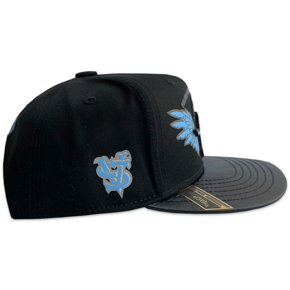 Gorra Vago Style Azul Negra Gabardina Curva Vinipiel