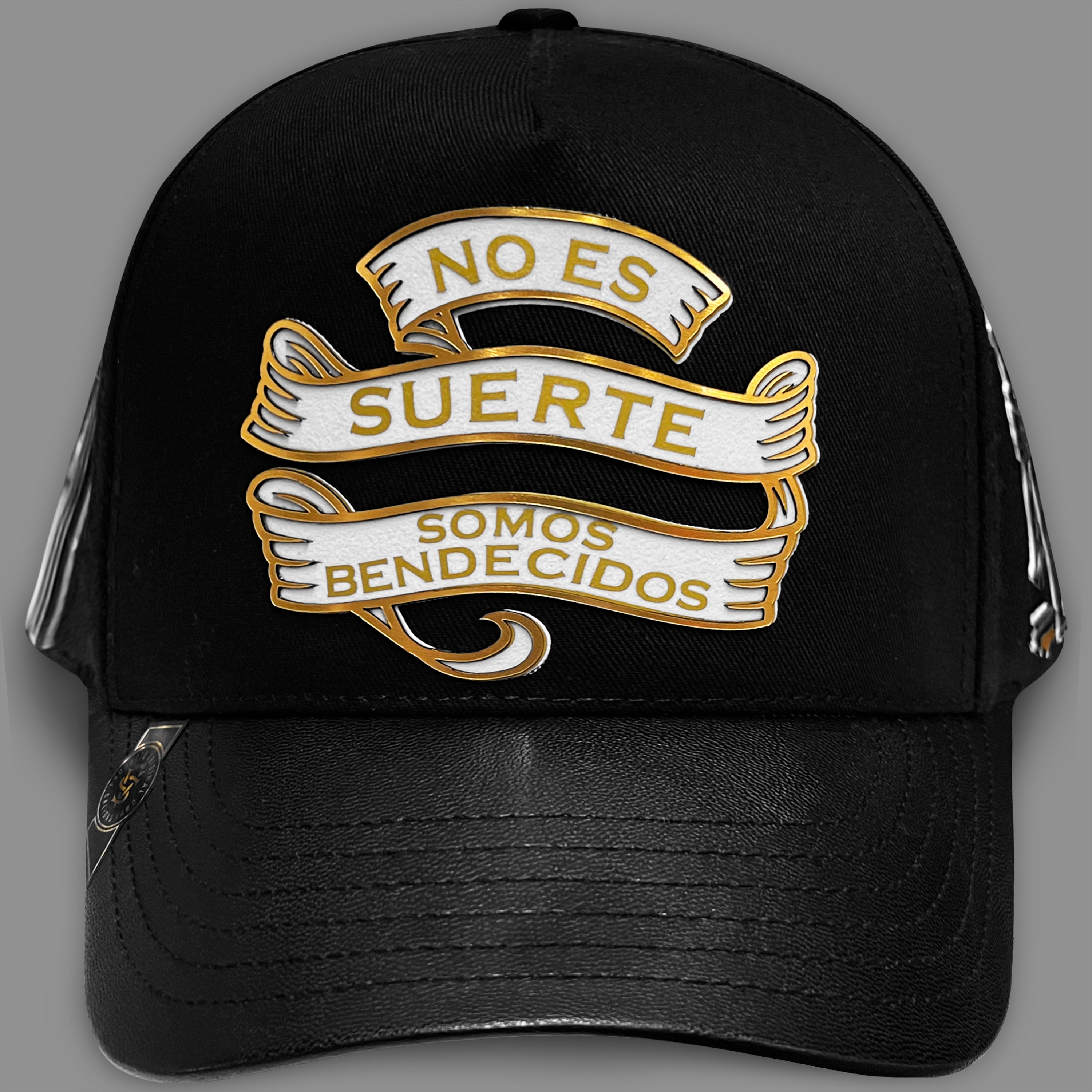 GORRA VAGO STYLE BARAJA DE ORO BLACK/BLACK LEATHER CURVA PIEL