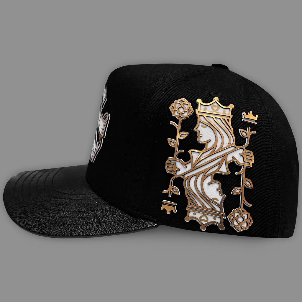 GORRA VAGO STYLE BARAJA DE ORO BLACK/BLACK LEATHER CURVA PIEL
