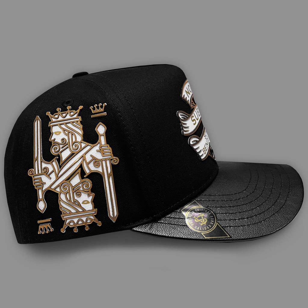 GORRA VAGO STYLE BARAJA DE ORO BLACK/BLACK LEATHER CURVA PIEL