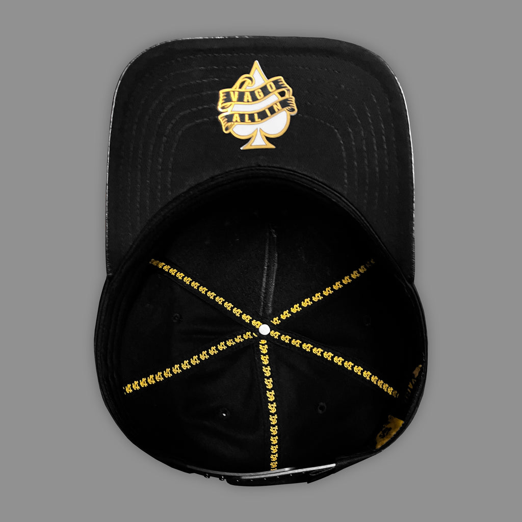 GORRA VAGO STYLE BARAJA DE ORO BLACK/BLACK LEATHER CURVA PIEL