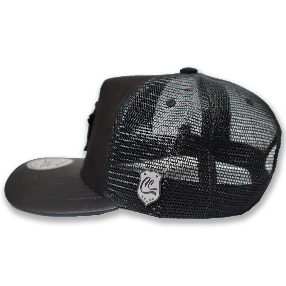 GORRA CULICHI CAPS BLACK SKULL TRUCKER