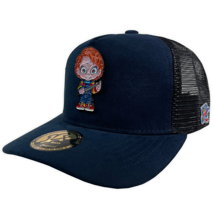 Gorra ja hats chucky gamuza azul trucker