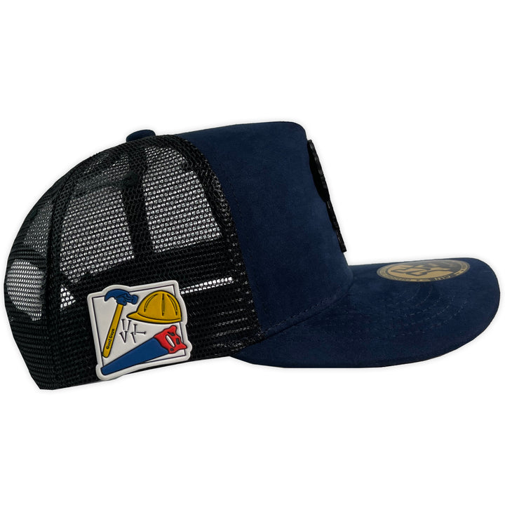 Gorra ja hats chucky gamuza azul trucker