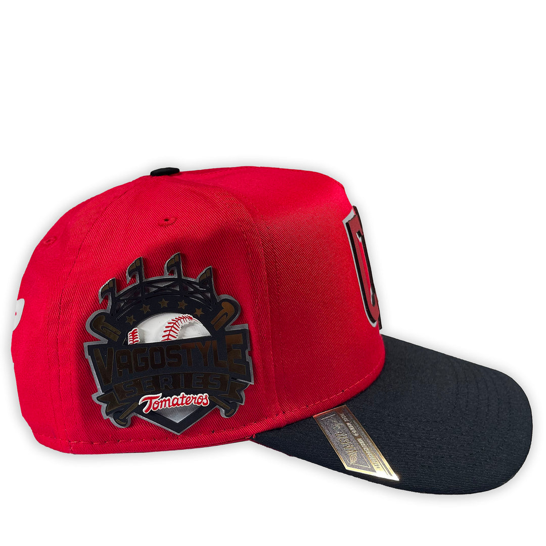 GORRA VAGO STYLE CULIACAN SERIES  GABARDINA ROJA CON NEGRO