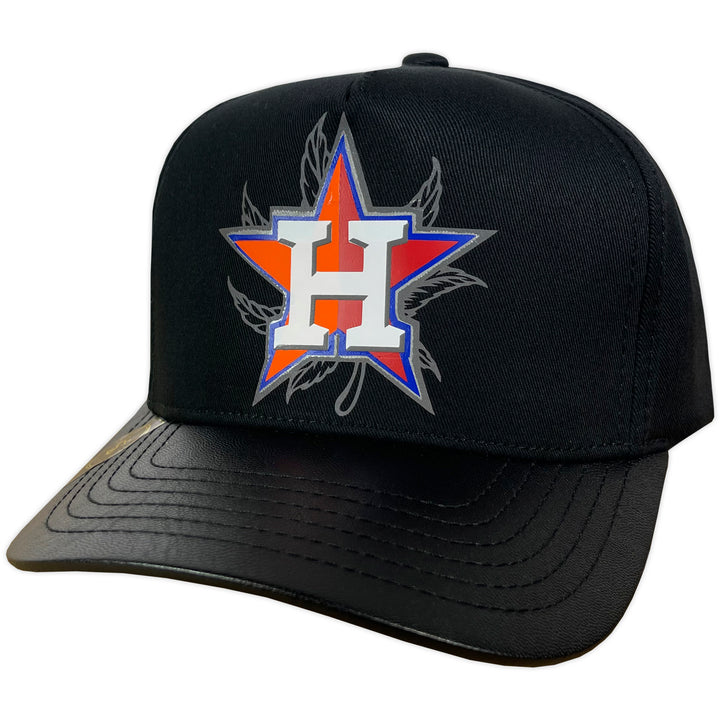 Gorra Vago Style Hibrida Black Black Leather Curva Piel