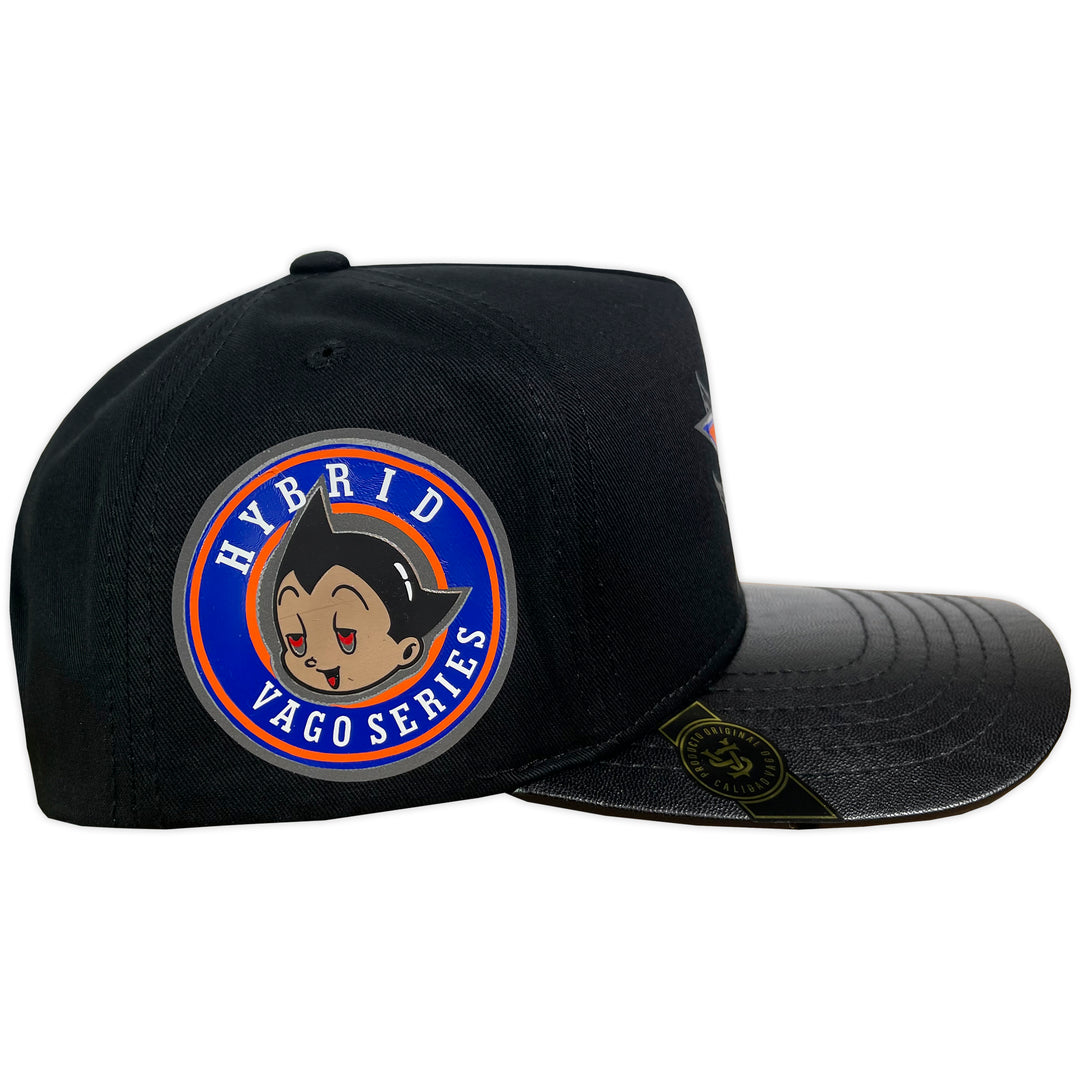 Gorra Vago Style Hibrida Black Black Leather Curva Piel