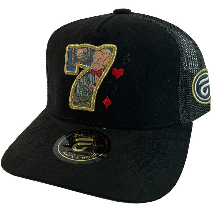 Gorra La Office Hats Lucky Seven Black Maya Gamuza Curva