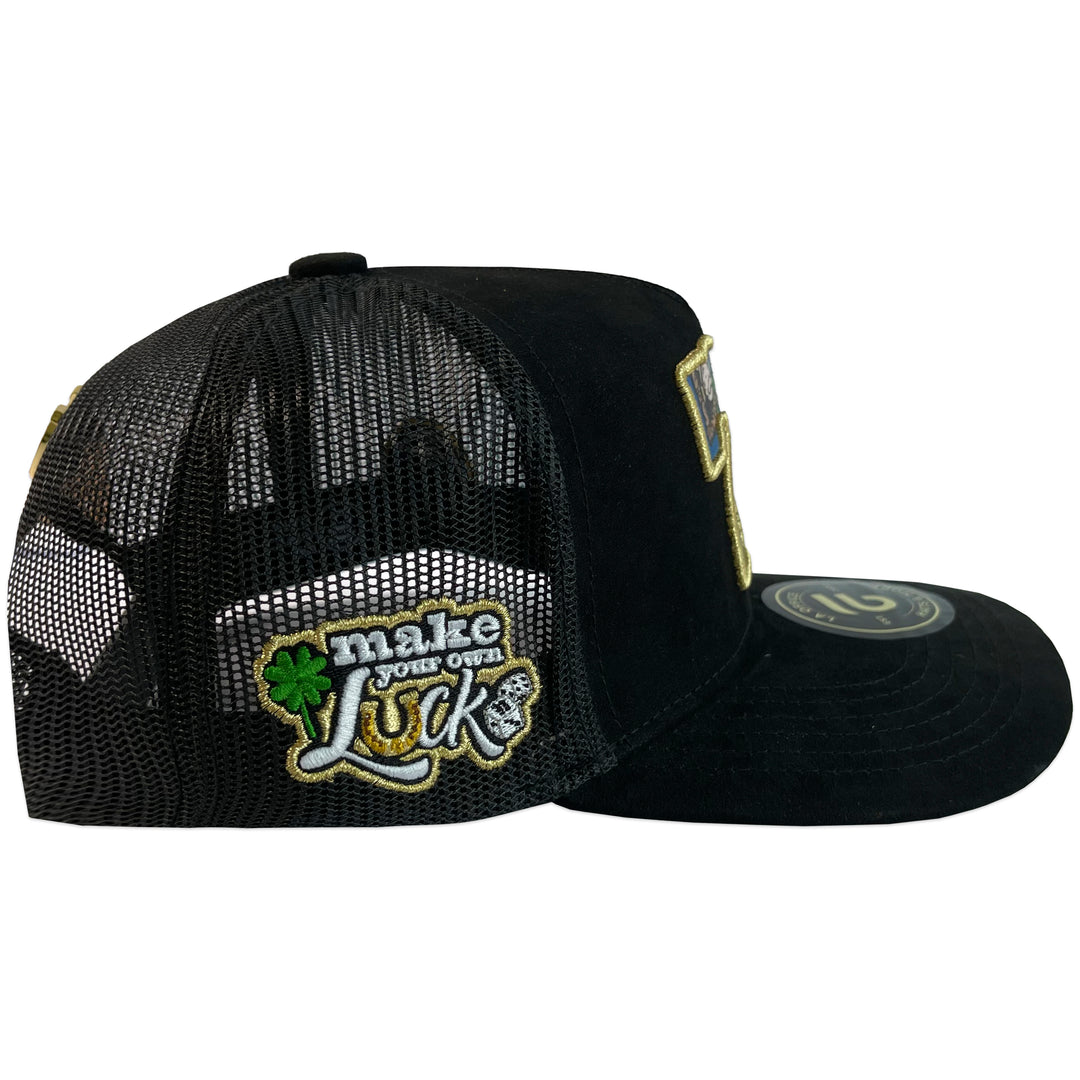 Gorra La Office Hats Lucky Seven Black Maya Gamuza Curva