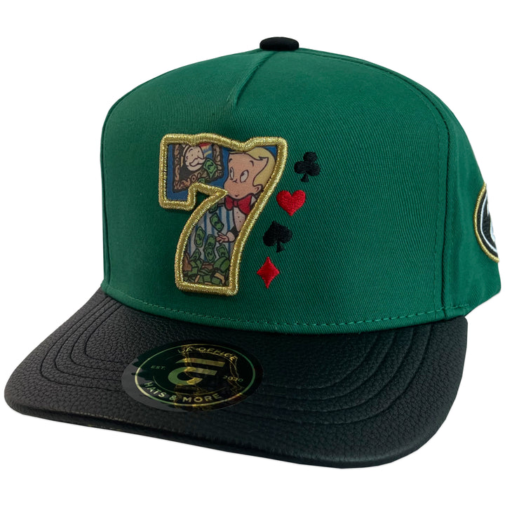 Gorra La Office Hats Lucky Seven Verde Visera Vinipiel Negra