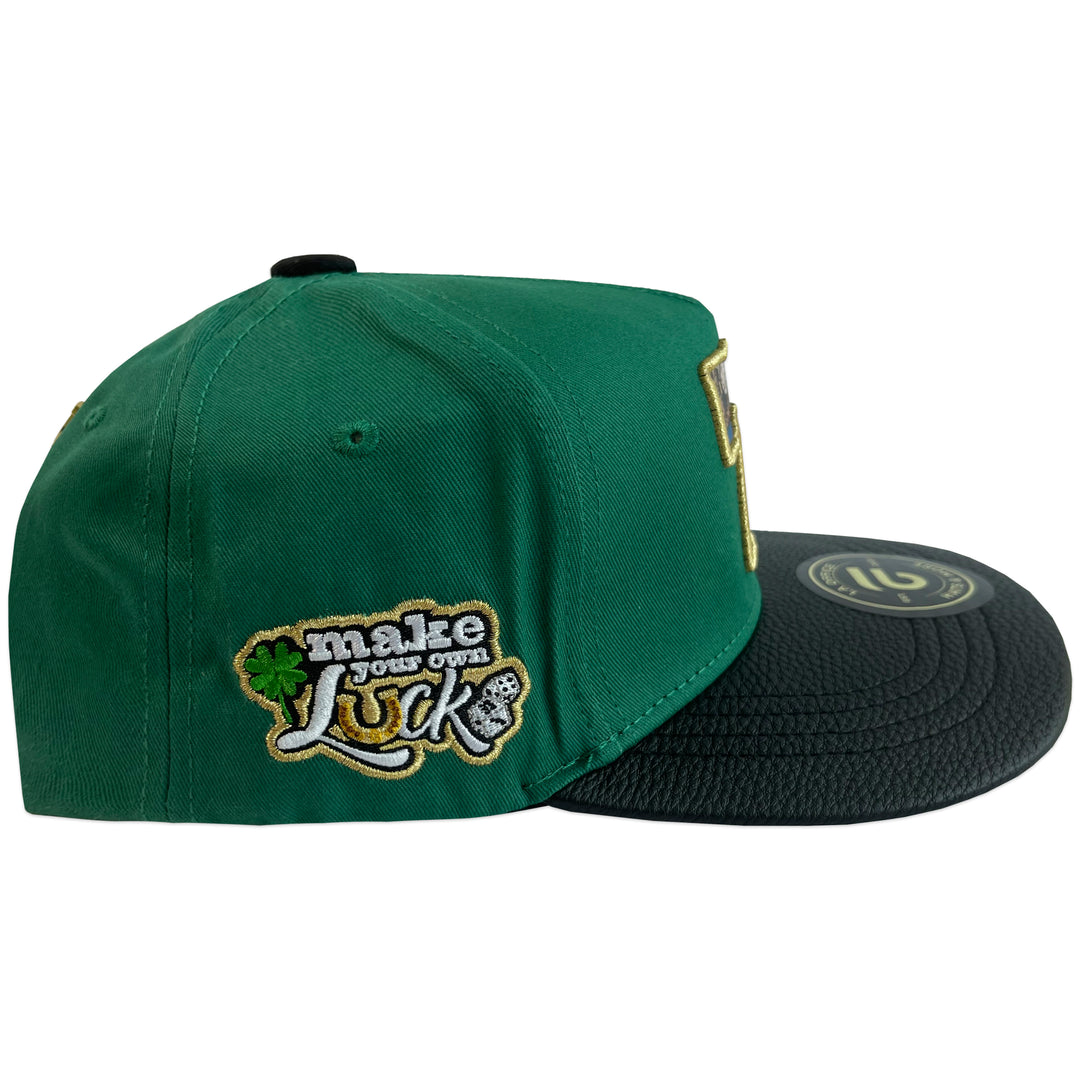 Gorra La Office Hats Lucky Seven Verde Visera Vinipiel Negra