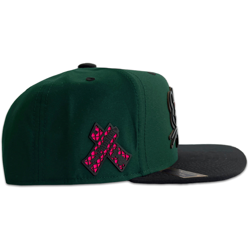 GORRA VAGO STYLE BLACK PANTHER GABARDINA VERDE CON NEGRO.