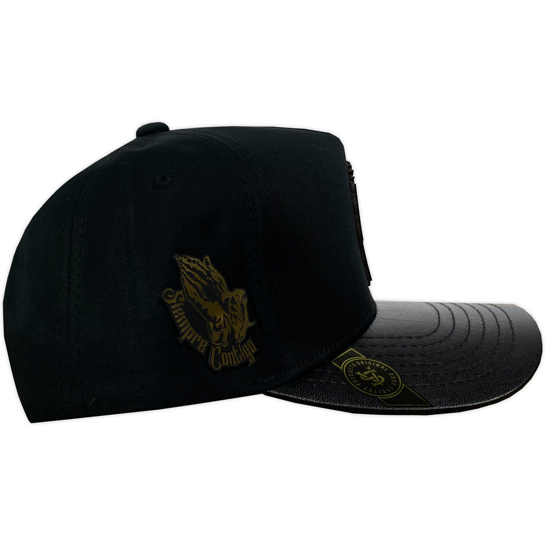 Gorra Vago Style San Judas Black/Black Leather Curva Piel