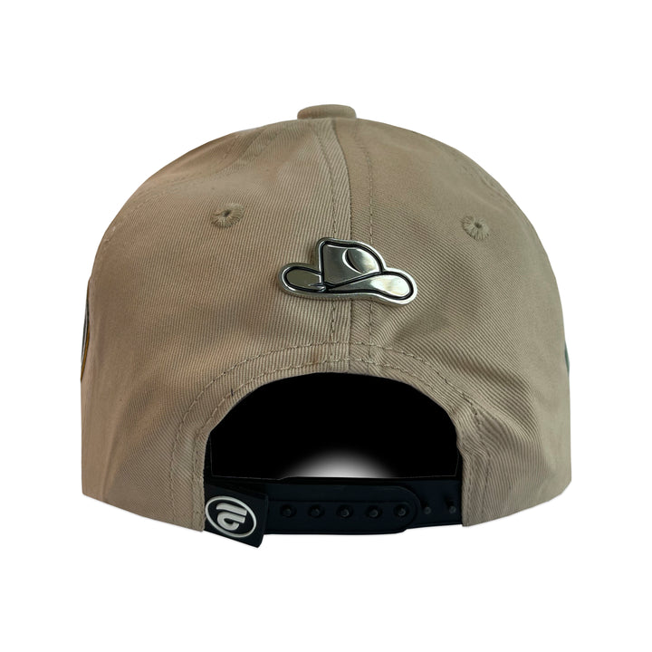 Gorra La Office Hats Serafin Beige Visera Negra Vinipiel