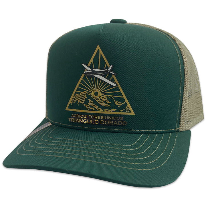 Gorra Vago Style Triangulo Dorado Gabardina Verde Curva