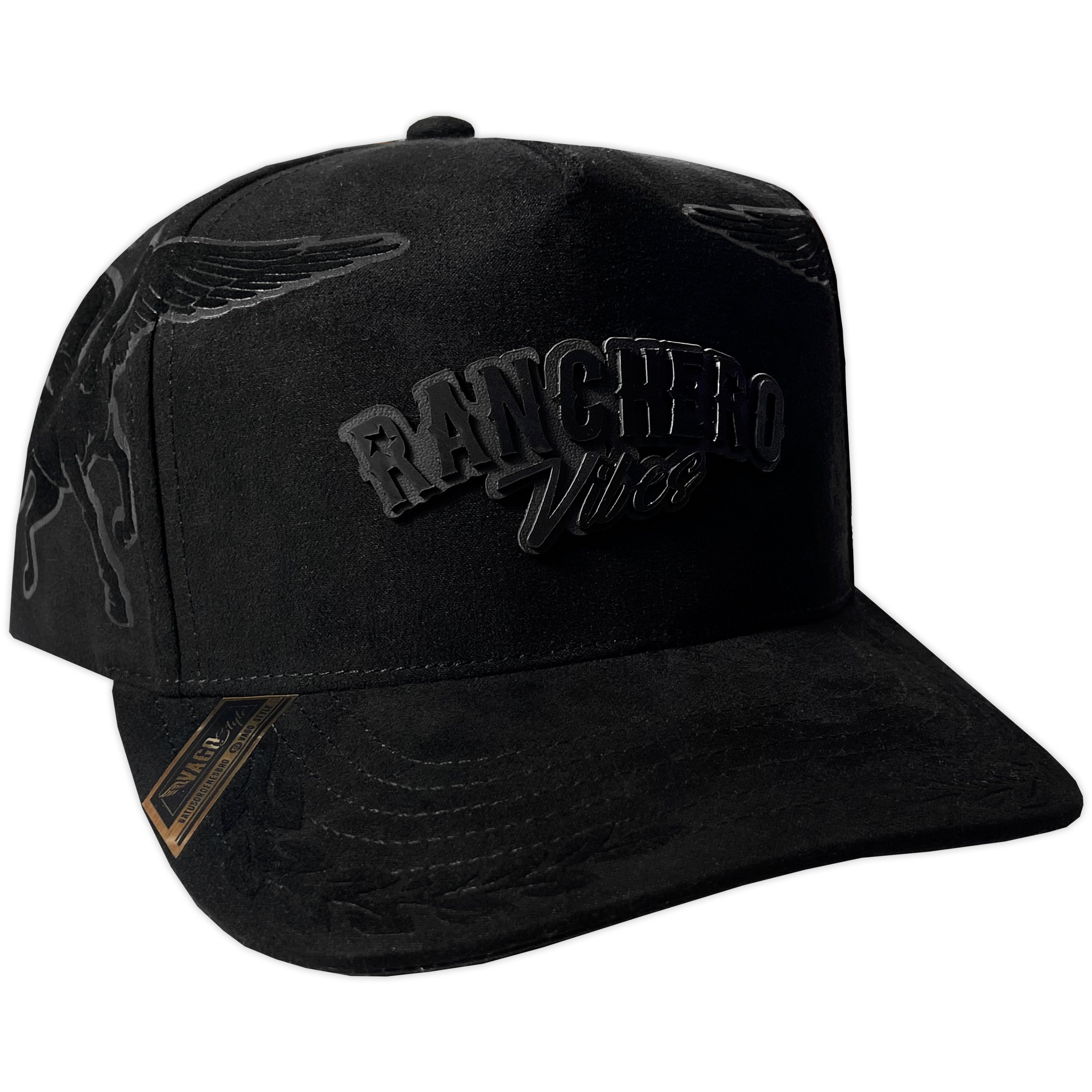 GORRA VAGO STYLE RANCHERO VIBES BLACK FULL SUEDE GAMUZA
