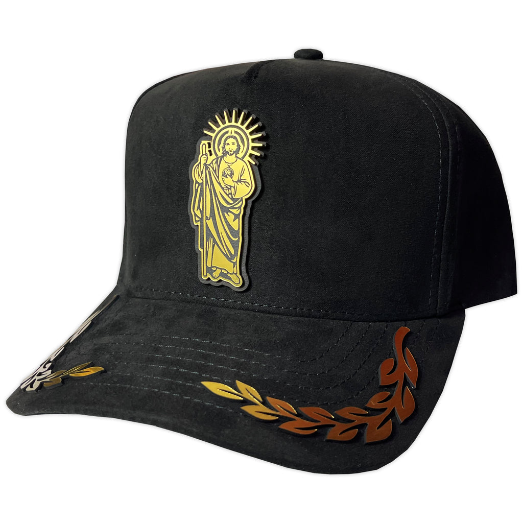 GORRA VAGO STYLE SAN JUDAS GOLD LAUREL PLACA GAMUZA
