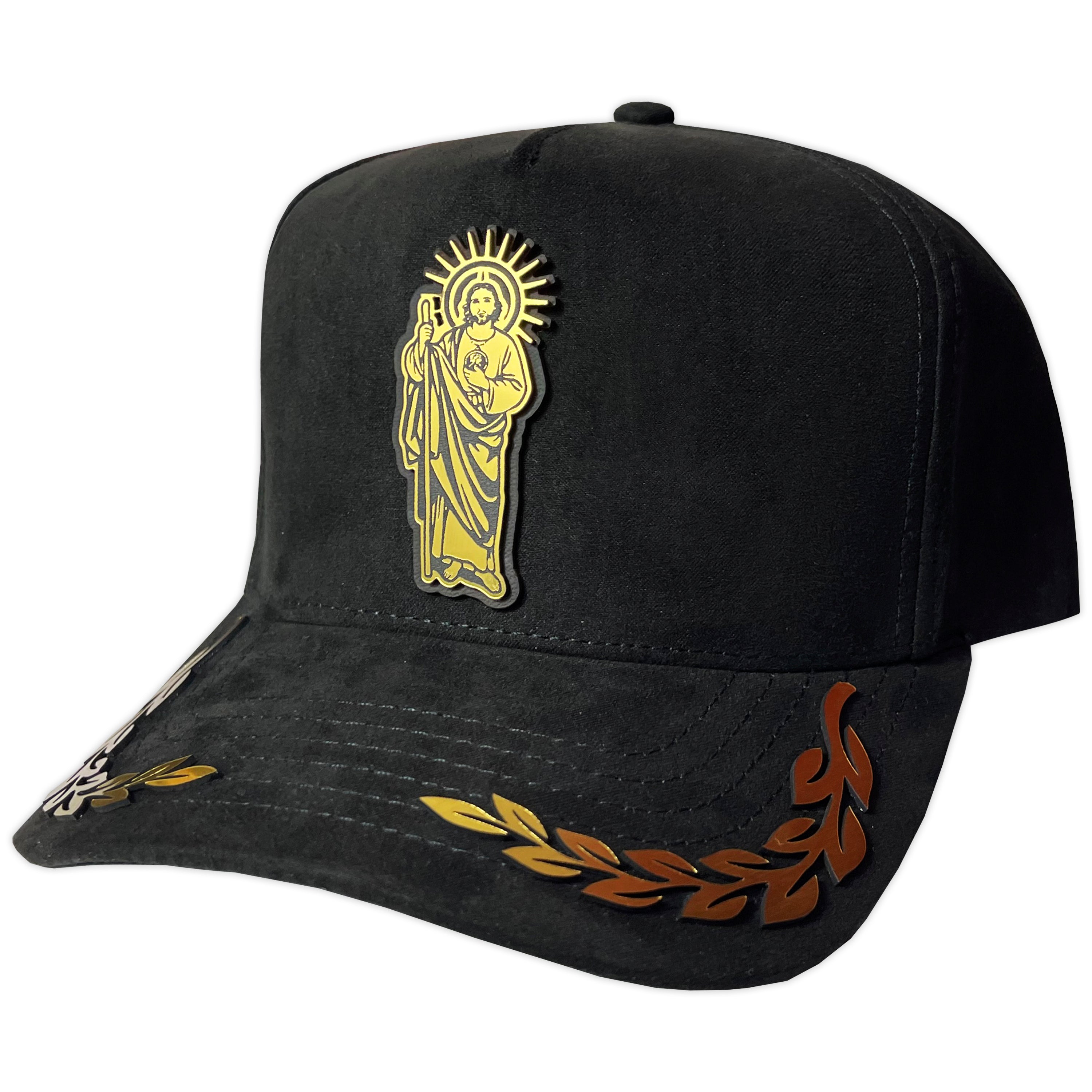 GORRA VAGO STYLE SAN JUDAS GOLD LAUREL PLACA GAMUZA