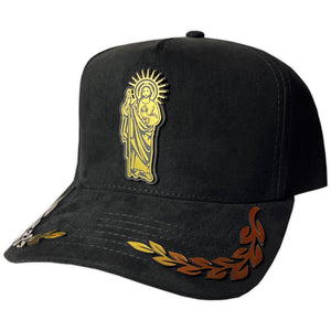 GORRA VAGO STYLE SAN JUDAS GOLD LAUREL PLACA GAMUZA