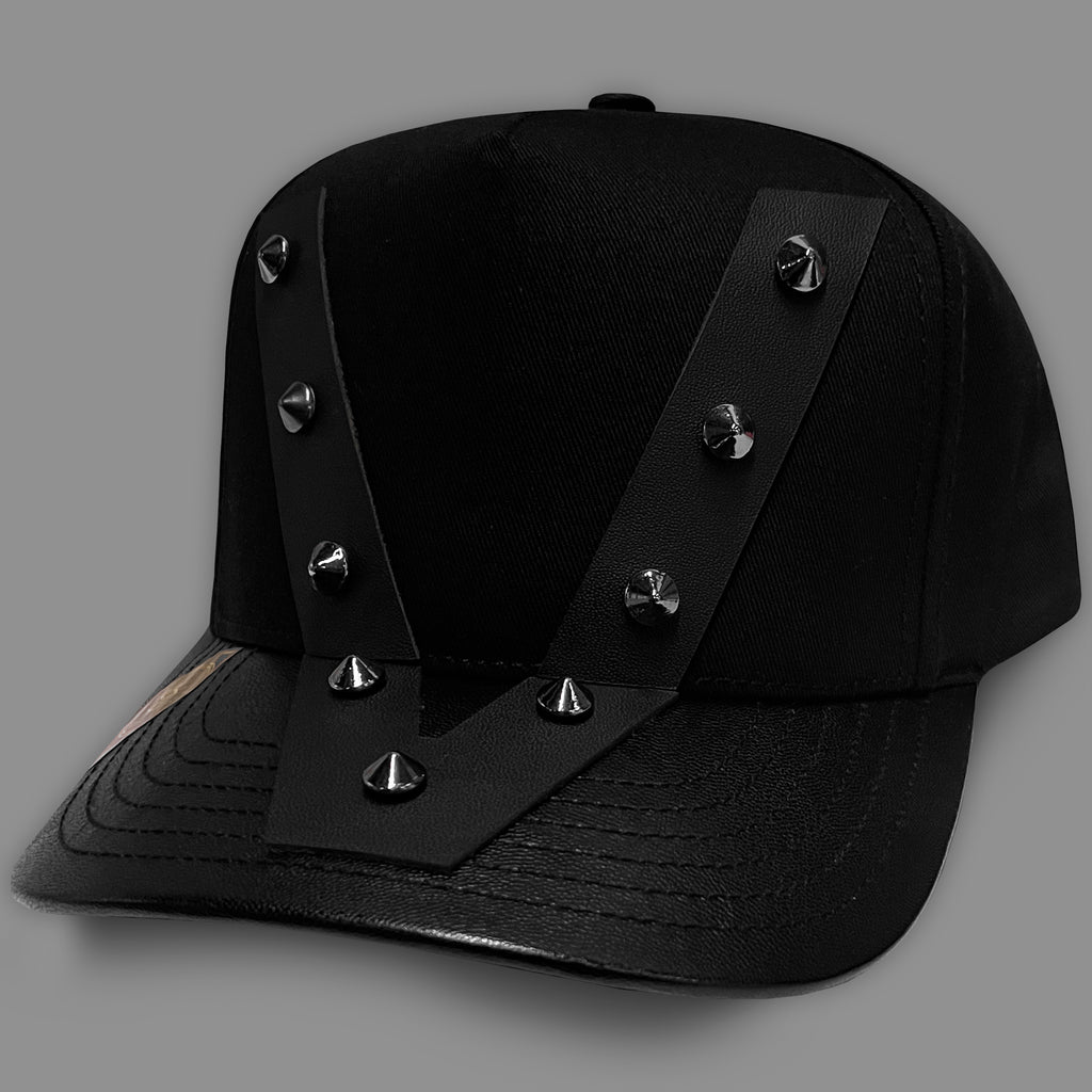 GORRA VAGO STYLE VANTAGE BLACK/BLACK LEATHER CURVA PIEL