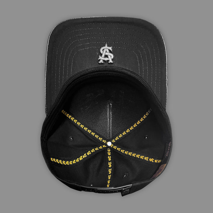 GORRA VAGO STYLE VANTAGE BLACK/BLACK LEATHER CURVA PIEL