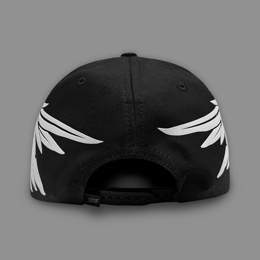 GORRA VAGO STYLE WHITE ANGELS BLACK/BLACK LEATHER CURVA PIEL