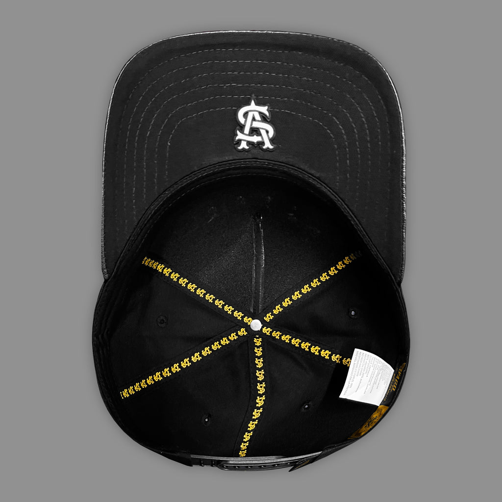 GORRA VAGO STYLE WHITE ANGELS BLACK/BLACK LEATHER CURVA PIEL