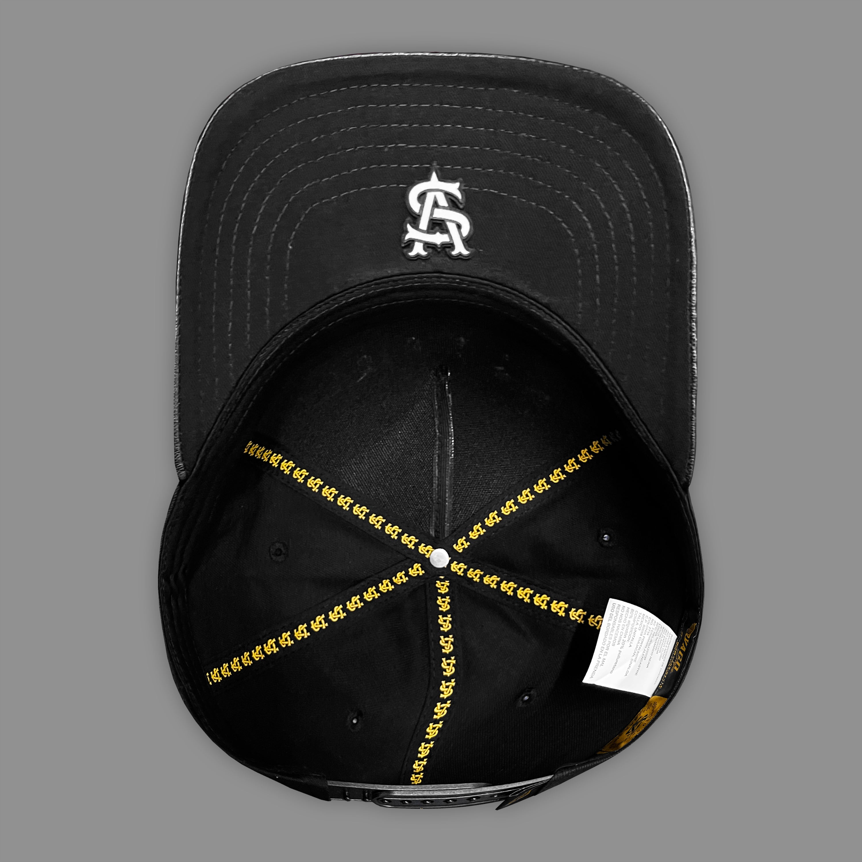 GORRA VAGO STYLE WHITE ANGELS BLACK/BLACK LEATHER CURVA PIEL