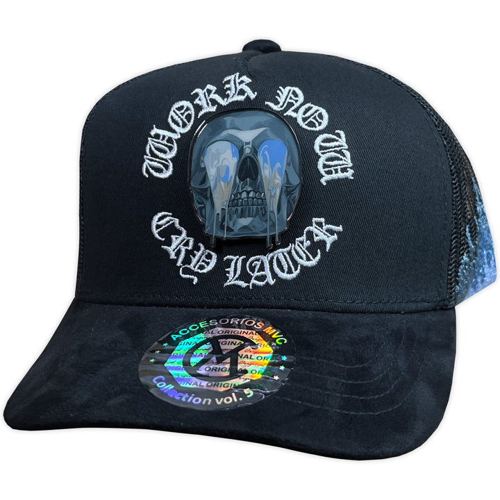 Gorra MVC WORK NOW CRY LATER BLACK MALLA VISERA CURVA