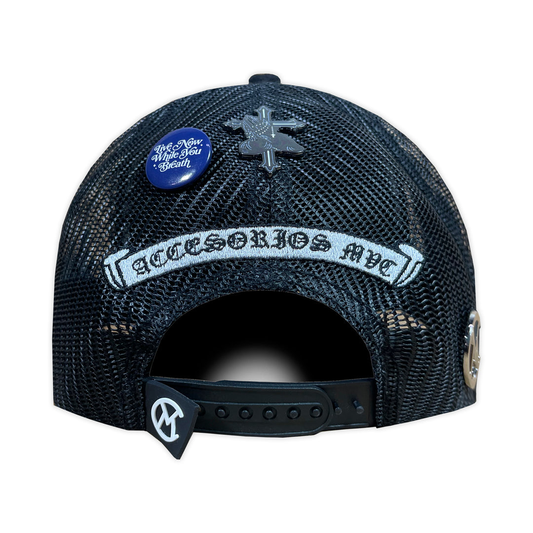 Gorra MVC WORK NOW CRY LATER BLACK MALLA VISERA CURVA