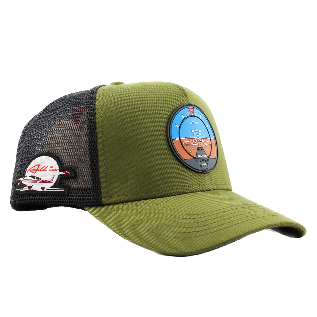 Gorra All In Horizonte Artificial Verde con negro Trucker