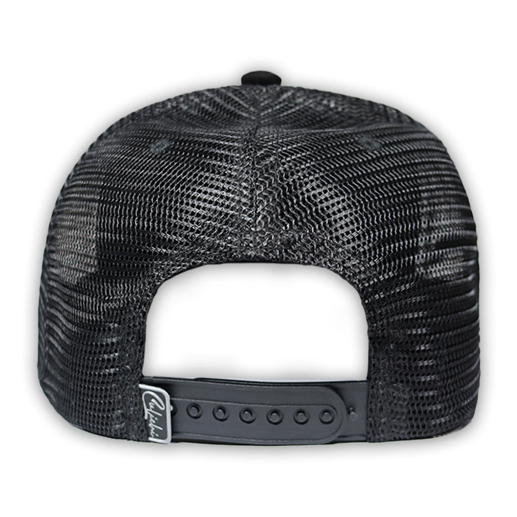 GORRA CULICHI CAPS DEAD SKULL BLACK TRUCKER GOMA