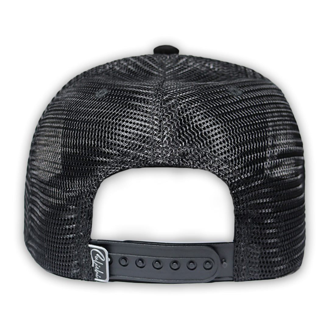 GORRA CULICHI CAPS DEAD SKULL BLACK TRUCKER GOMA