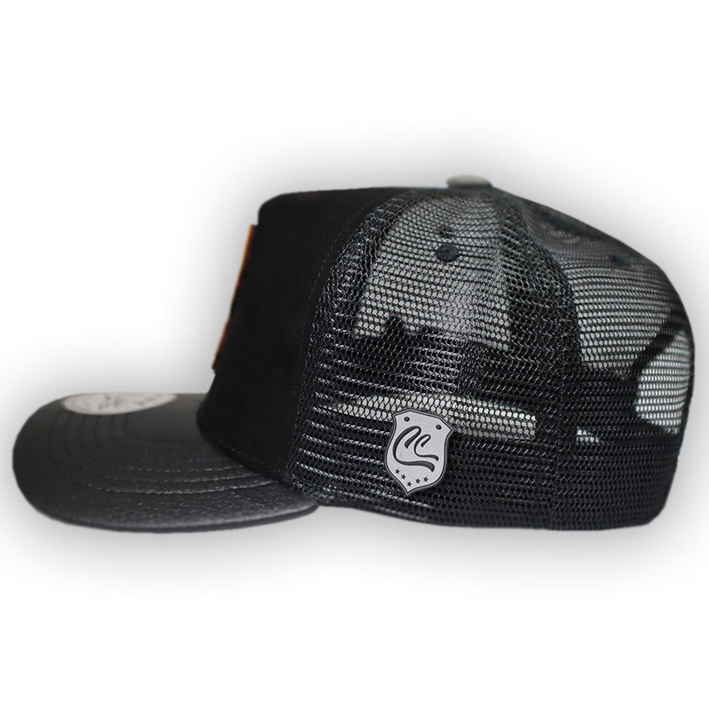 GORRA CULICHI CAPS EL HALCON BLACK TRUCKER GOMA