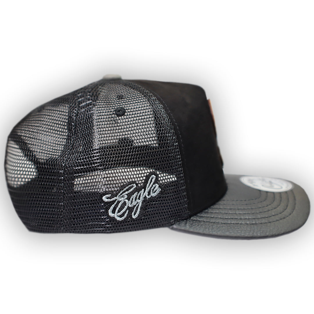GORRA CULICHI CAPS EL HALCON BLACK TRUCKER GOMA
